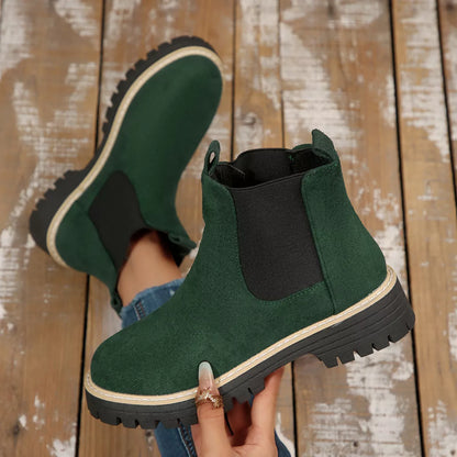 Round Toe Block Heels Boots