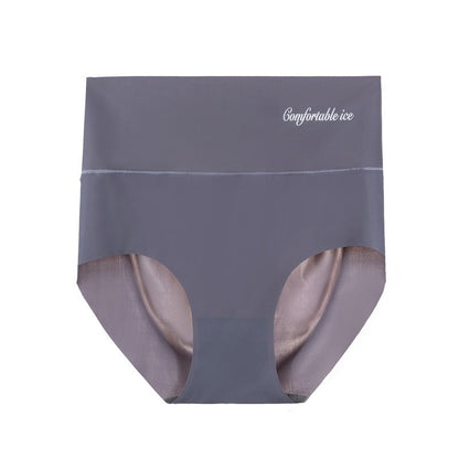 High Waist Ice Silk Seamless Panties Women's Belly Contracting And Hip Lifting