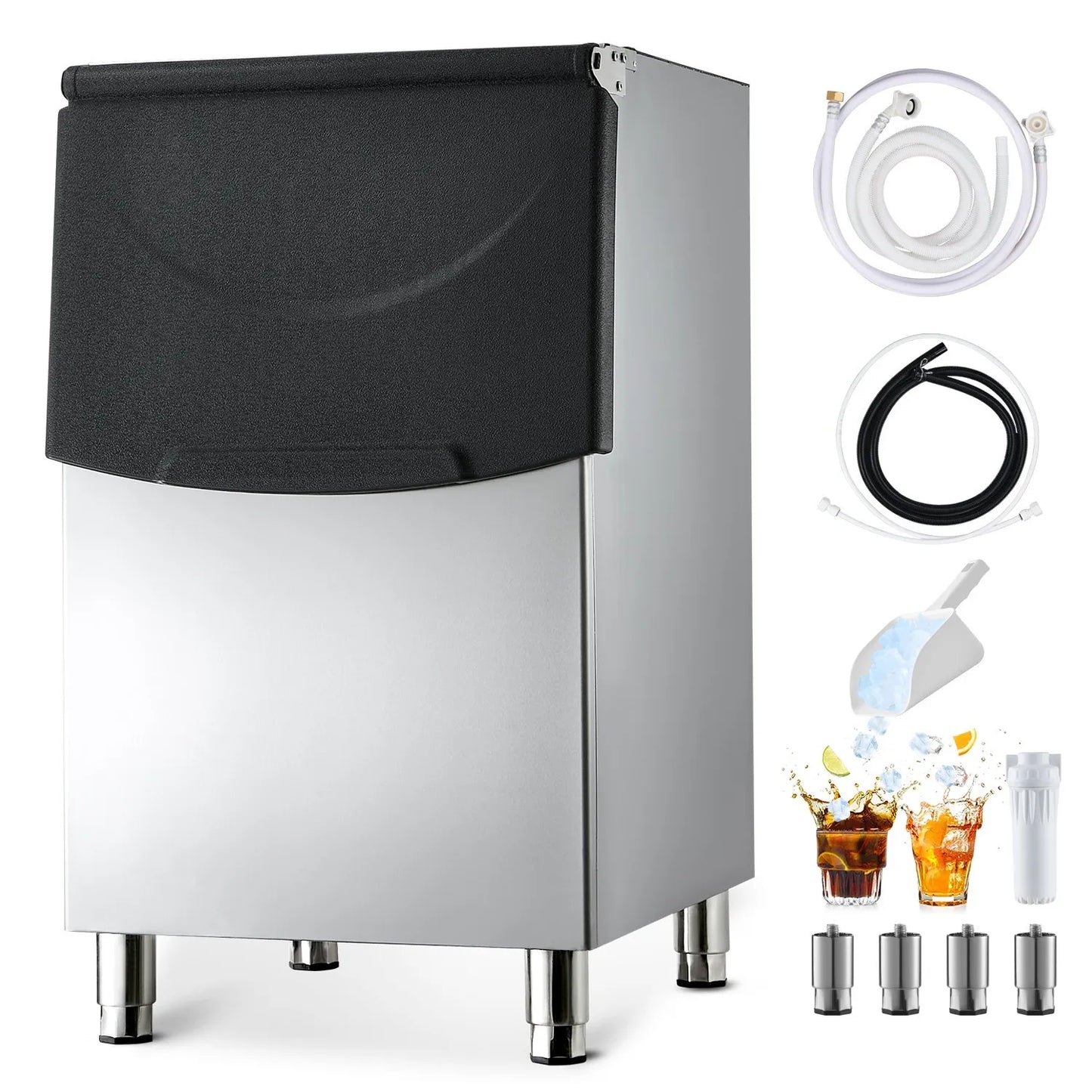 Commercial Ice Maker Storage Bin 250lbs Capacity Stainless Steel Ice Storage Bin