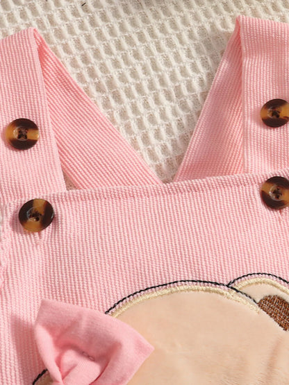 Children's Polka Dot Top and Overalls Set with Headband