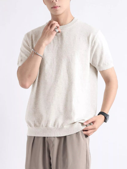 Men's Plus Size Casual Knitted Short Sleeve T-Shirt