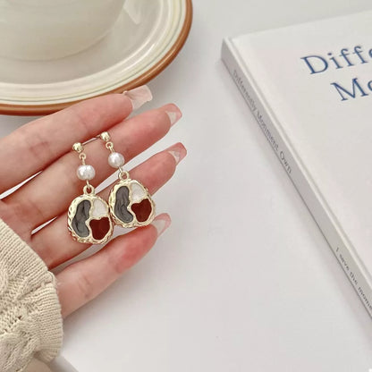 Color Block Pearl Drop Earrings