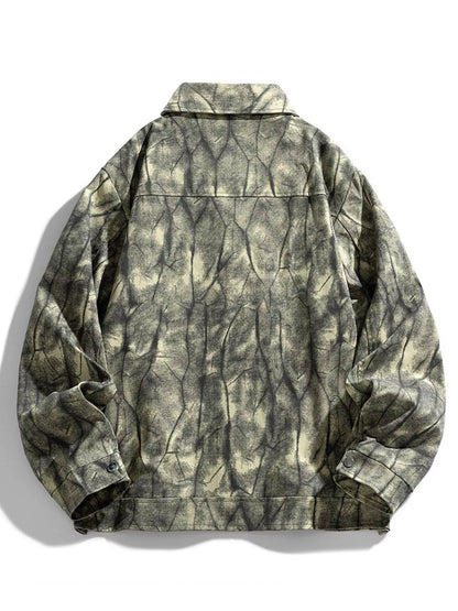 Men's Plus Size Abstract Print Long Sleeve Casual Jacket