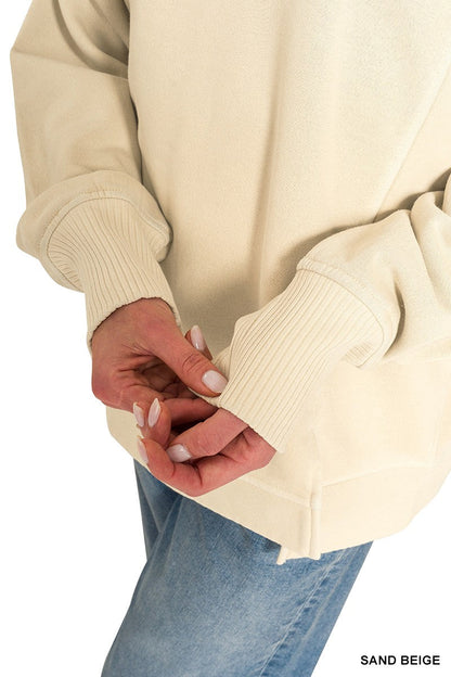 Zenana Pigment Dye Exposed-seam Fleece Sweatshirt