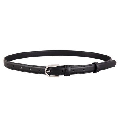 Skinny Leather Belt with Silver Buckle