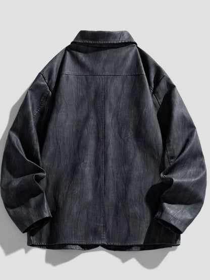 Men's Plus Size Button Up Long Sleeve Jacket