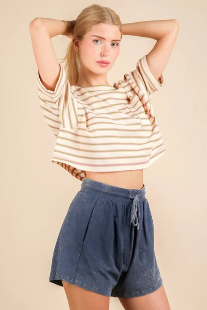 VERY J Mineral Washed Comfy Baggy Shorts