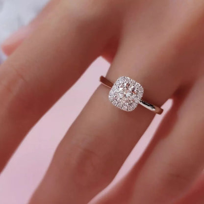 1 Carat 925 Sterling Silver Moissanite Square Ring