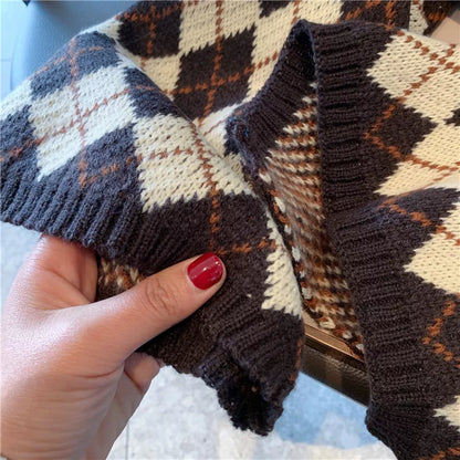 Argyle Knitted Winter Scarf
