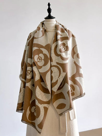 Floral Patterned Warm Scarf