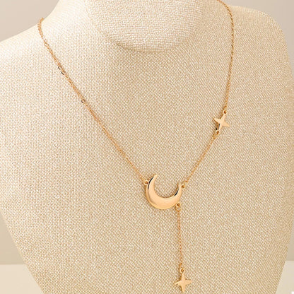 18K Gold-Plated Moon and Star Gold Chain Necklace