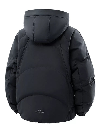 Men's Plus Size Snap Down Hooded Puffer Jacket
