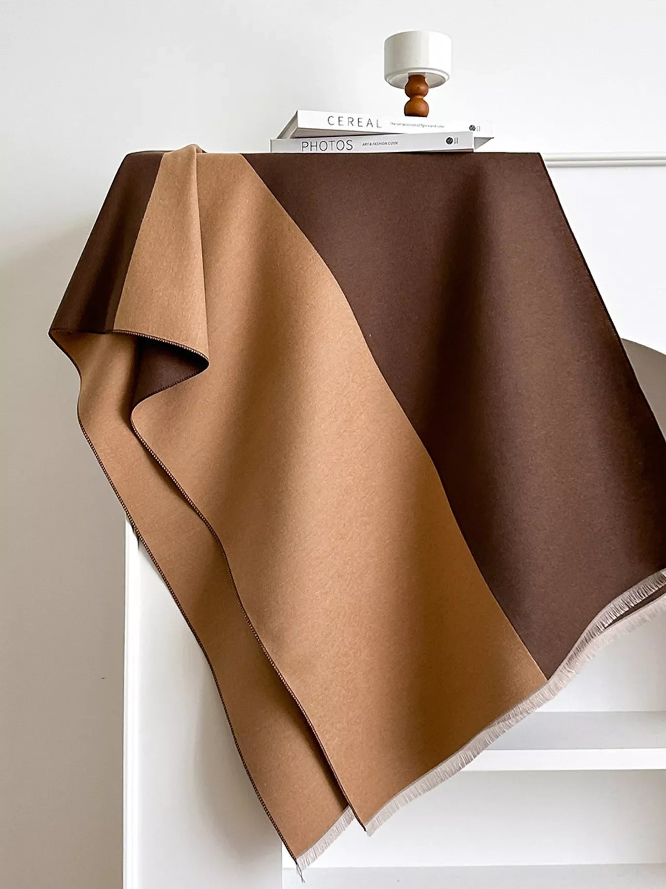 Two-Tone Raw Hem Scarf