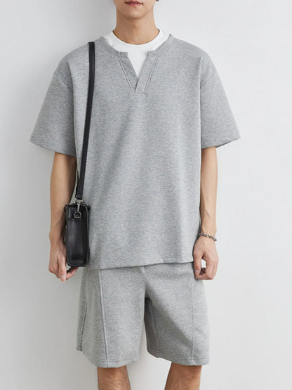 Men's Plus Size Half Sleeve Top and Shorts Set