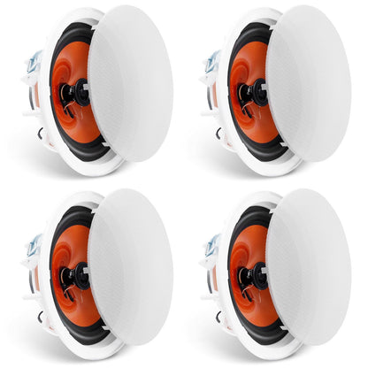 4 PCs 8 Inch In Ceiling Speakers, 100-Watts, Flush Mount Ceiling & In-Wall Speakers System With 8ΩImpedance 89dB Sensitivity, For Home Kitchen Living Room Bedroom Or Covered Outdoor Porches