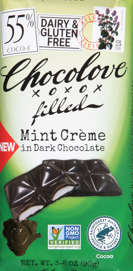 Chocolove - Bar Dark Chocolate Mint Cream Filled (Pack of 10) 3.2 Oz