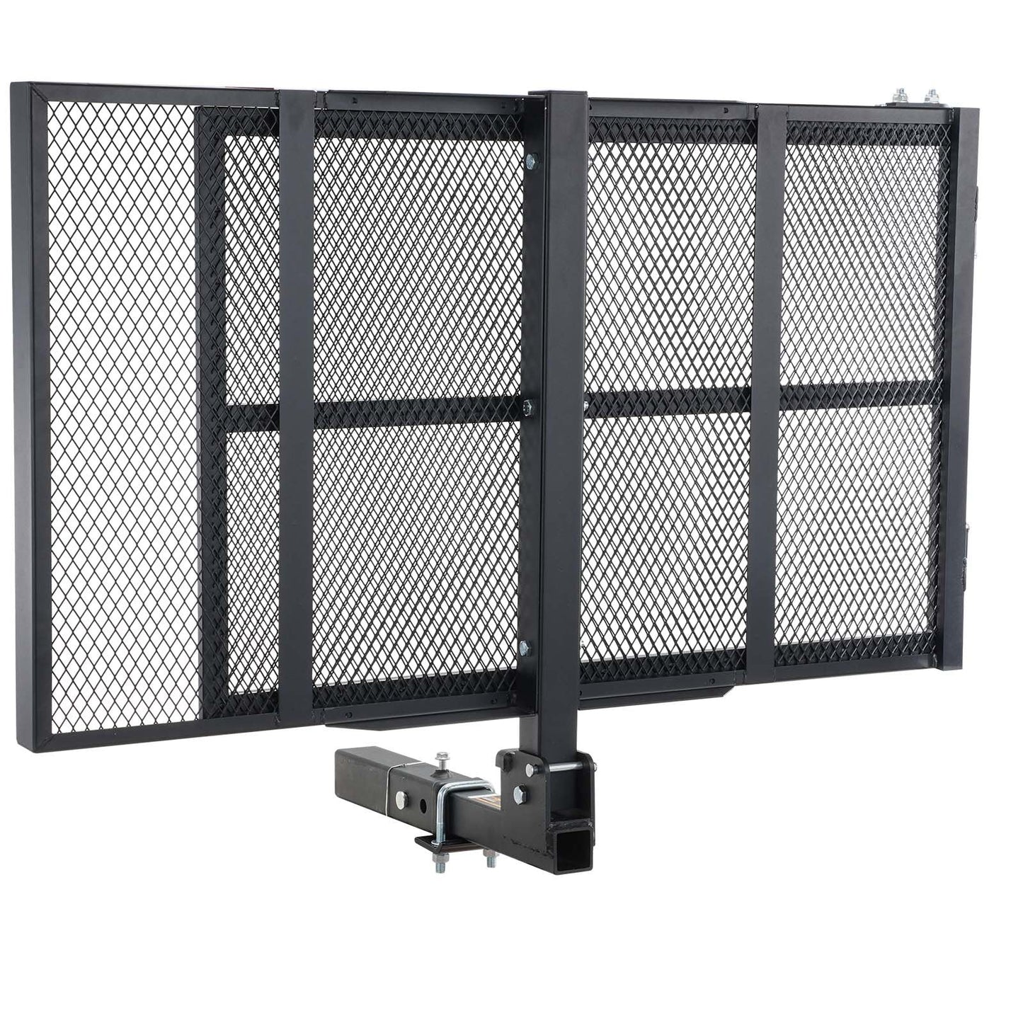 VEVOR Hitch Mount Cargo Carrier, Iron Hitch Cargo Rack With Folding Ramp, Hitch Rack Basket With Stabilizer And Straps, 500LBS Mobility Scooter Carrier Fit Hitch Receiver