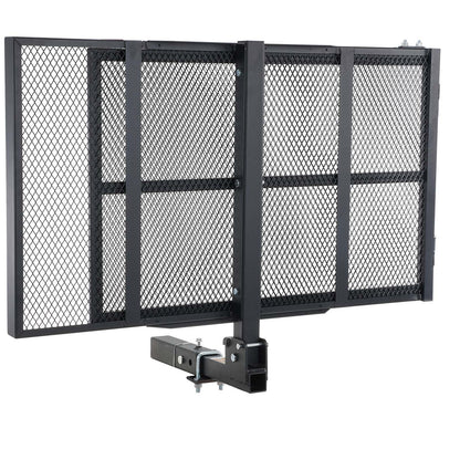 VEVOR Hitch Mount Cargo Carrier, Iron Hitch Cargo Rack With Folding Ramp, Hitch Rack Basket With Stabilizer And Straps, 500LBS Mobility Scooter Carrier Fit Hitch Receiver