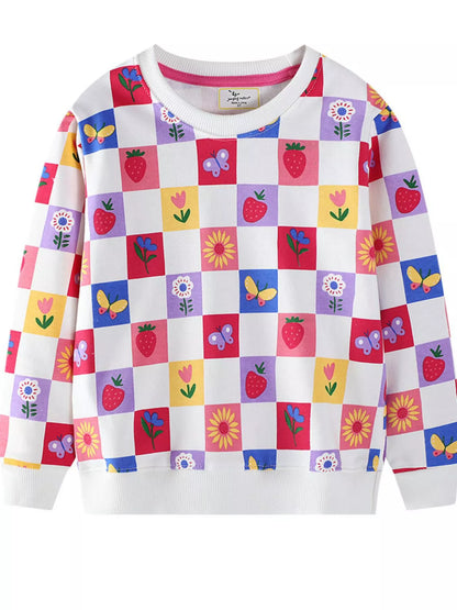 Children's Colorful Checkered Pattern Sweatshirt
