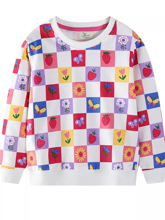 Children's Colorful Checkered Pattern Sweatshirt