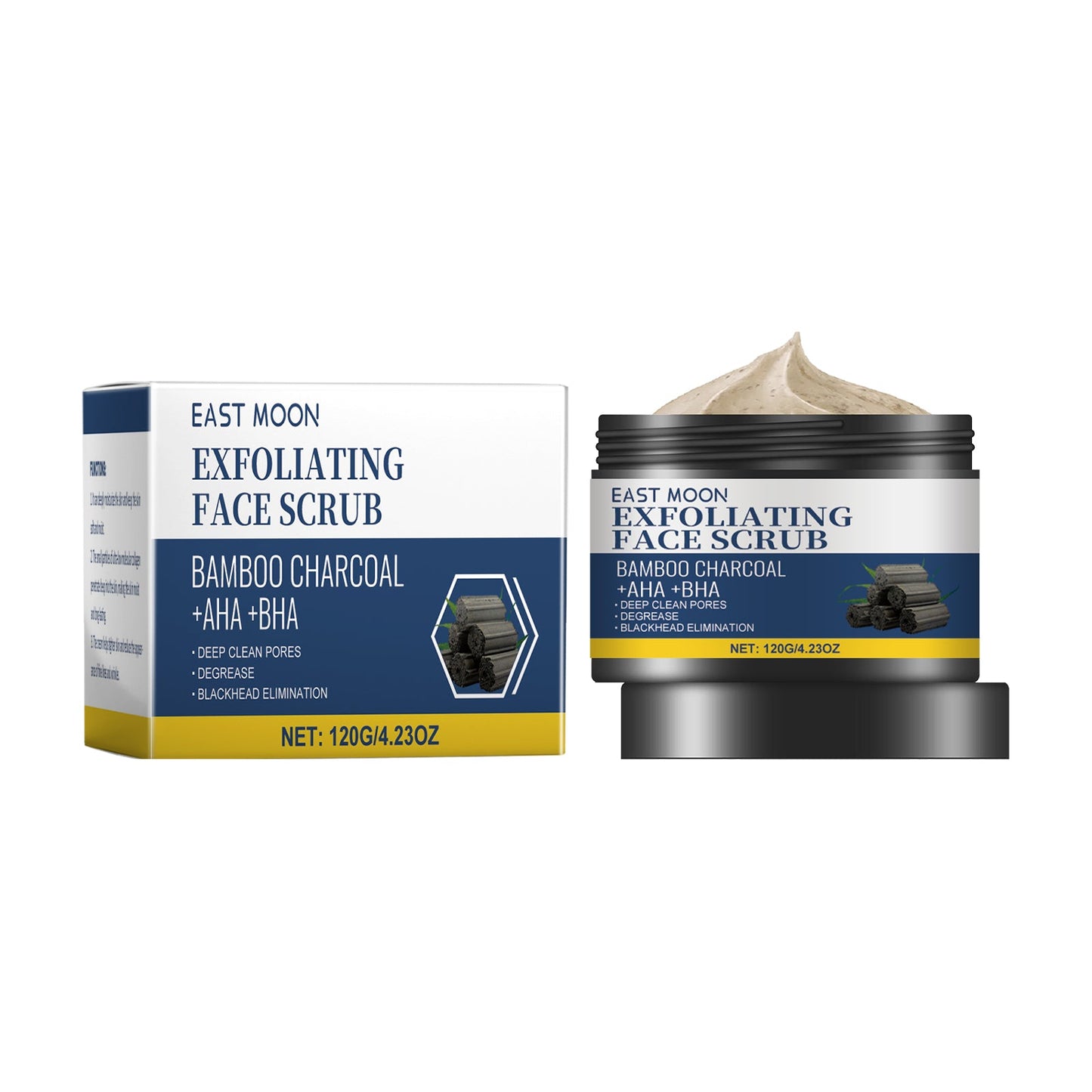 East Moon Charcoal Facial Scrub, Gentle Exfoliating Comfort Cleansing Face Moisturizing Moisturizing Scrub