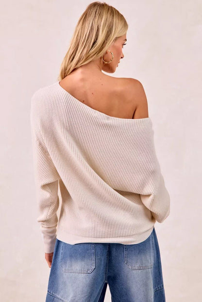 BiBi Waffle Knit Off Shoulder Top