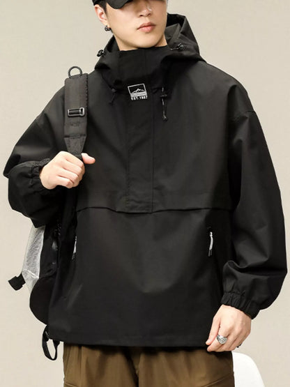 Men's Plus Size Hooded Windbreaker Jacket