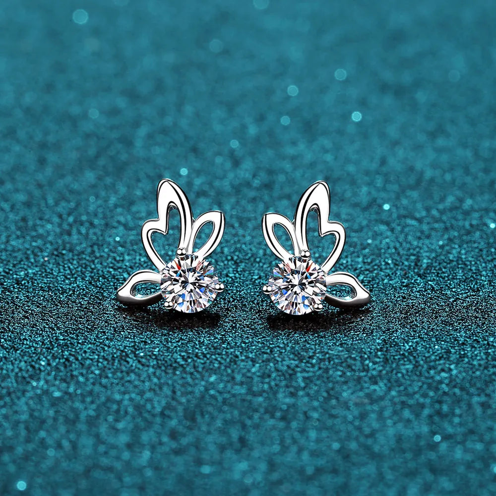 1 Carat Moissanite Butterfly Shape Earrings