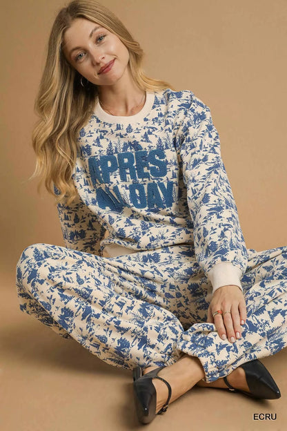 Umgee Scenic Print Cropped Sweatshirt