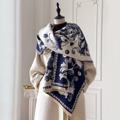 Floral Raw Hem Winter Scarf