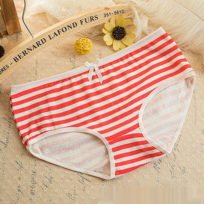 Striped Navy Style Bow Cute Women's Panties
