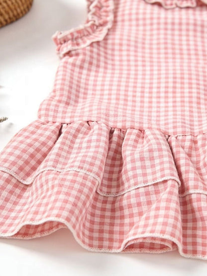 Children's Ruffled Gingham Sleeveless Dress