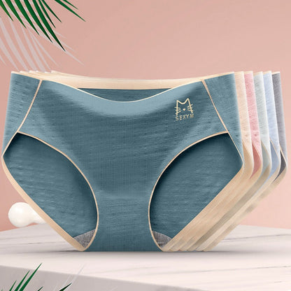 Women's Pure Cotton Antibacterial Mid Waist Seamless Panties