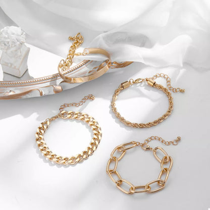 4 Piece 18K Gold-Plated Minimalist Bracelet