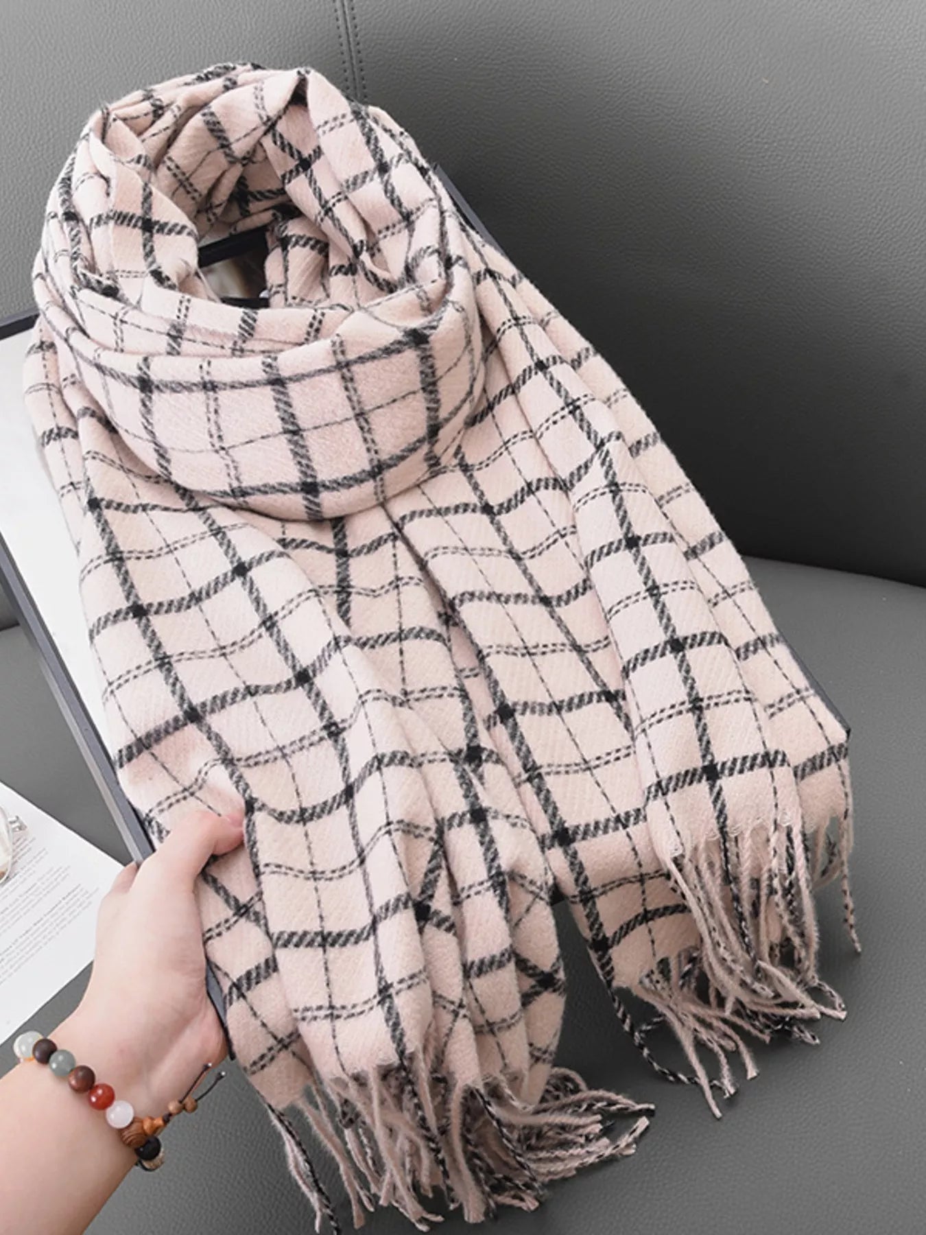 Classic Plaid Fringe Scarf