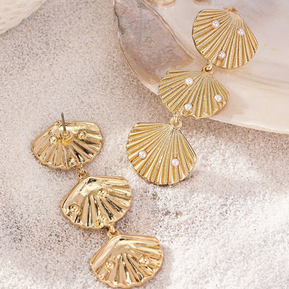Seashell Dangle Earrings with Pearl Accents