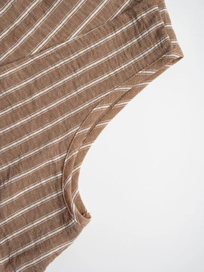 Striped Sleeveless Top and Wide Leg Pants Set
