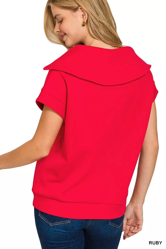 Zenana Scuba Half Zip Top