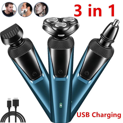 Electric Shaver Mens Razor Rotary Waterproof Pop-Up Trimmer Wet Dry Cordless