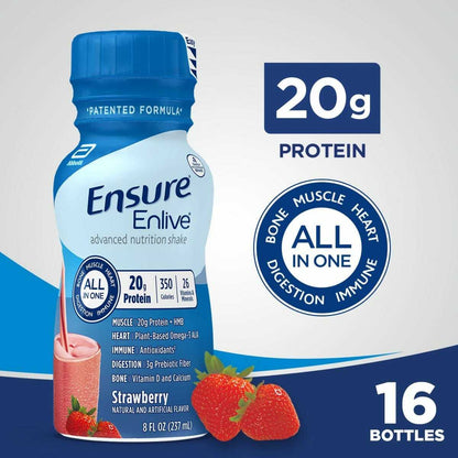 Ensure Enlive Strawberry, 8 oz Bottle, CS/24