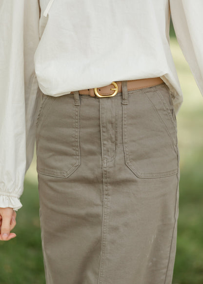 Erica Cotton Twill Midi Skirt