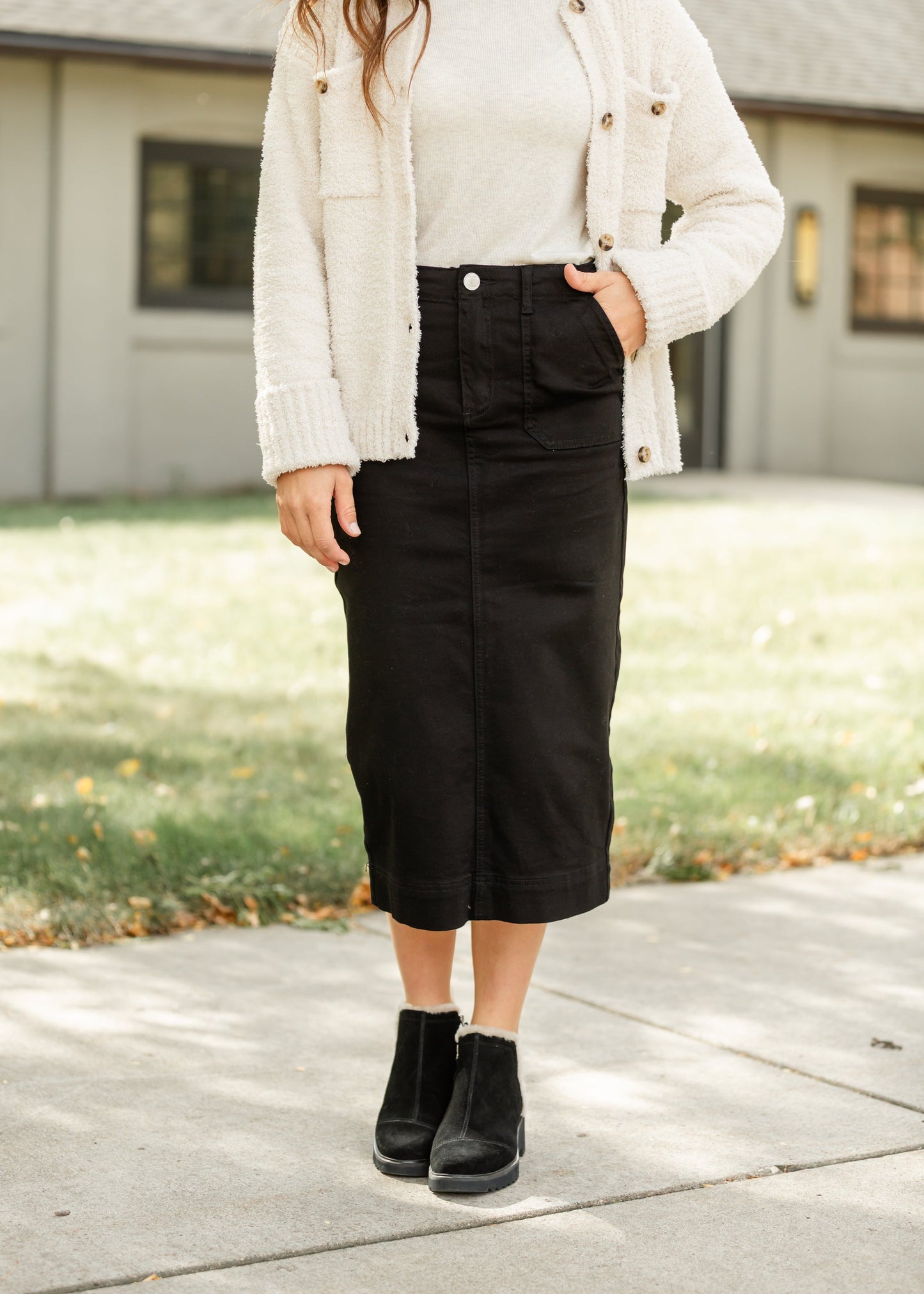Erica Cotton Twill Midi Skirt