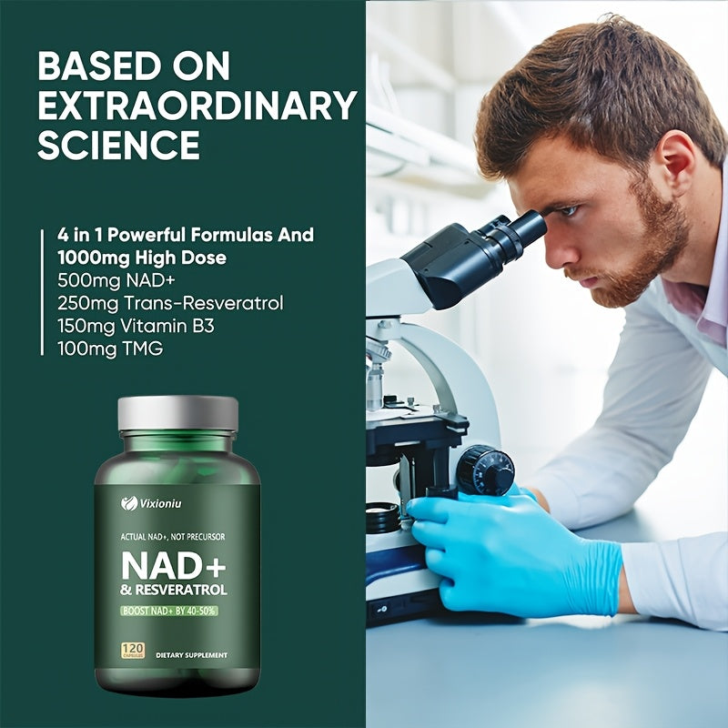 NAD Supplement With Resveratrol -120 Capsules, Anti-Aging Cellular Energy&Repair
