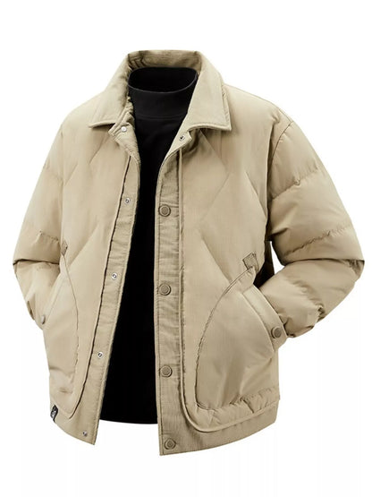 Men's Plus Size Quilted Snap-Down Padded Coat