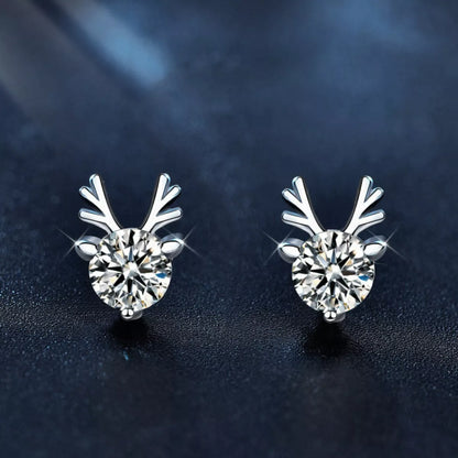 925 Sterling Silver Deer Stud Earrings