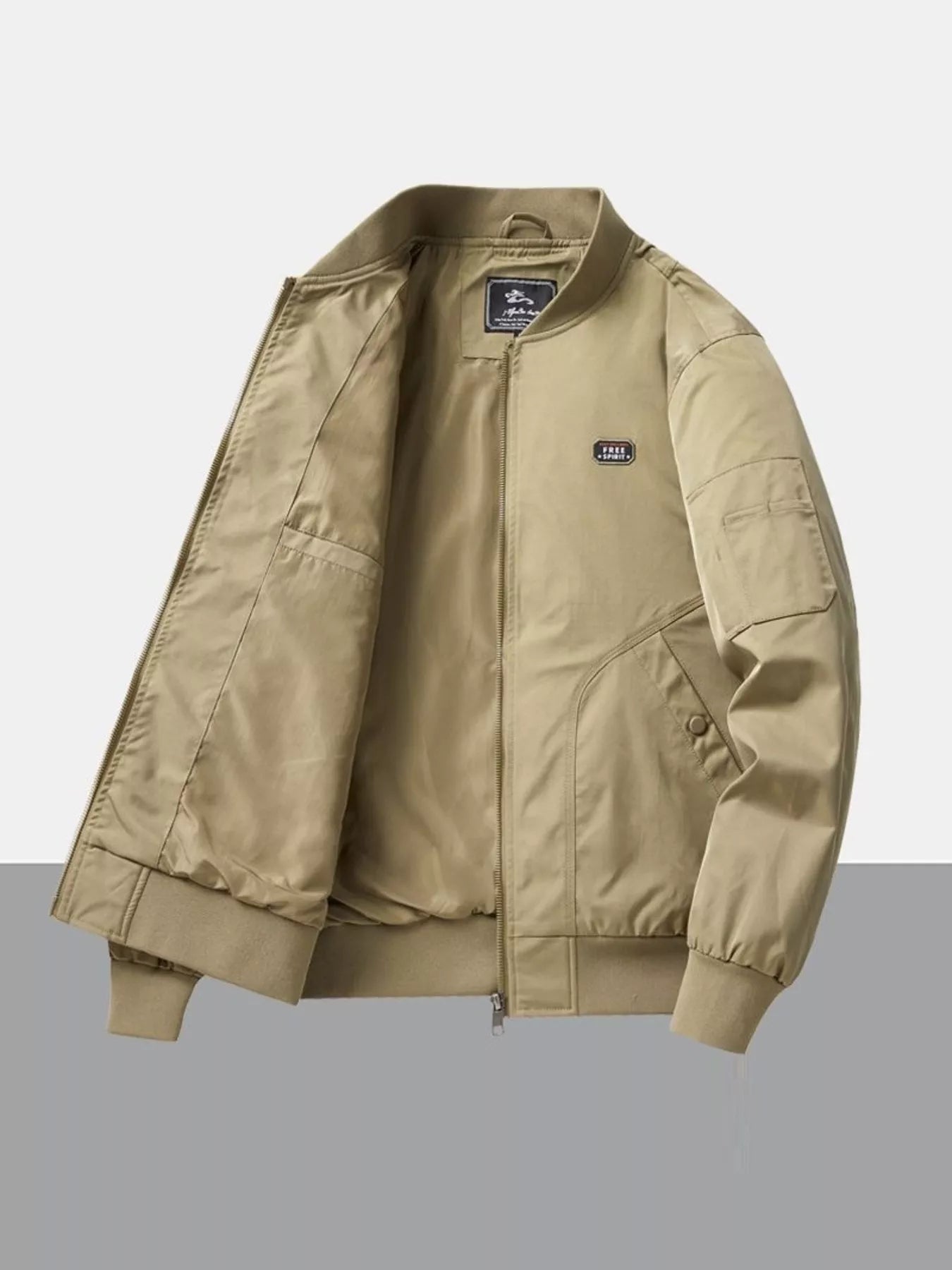 Men's Plus Size Zip Up Long Sleeve Jacket