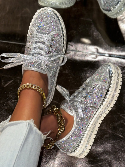 Lace Up Round Toe Platform Sneakers