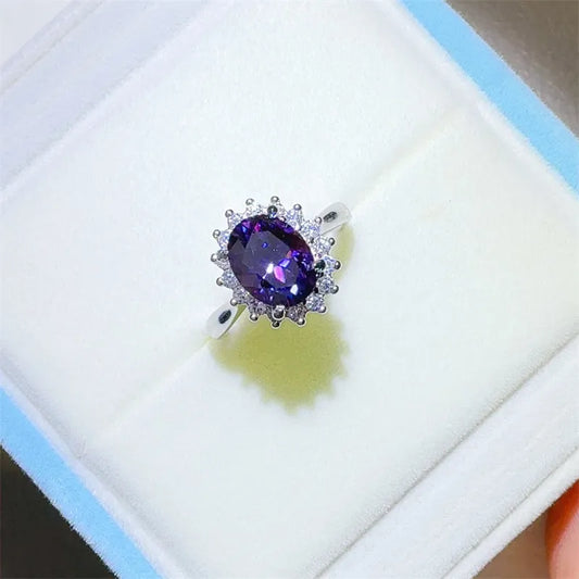 2 Carat 925 Sterling Silver Oval Moissanite Ring