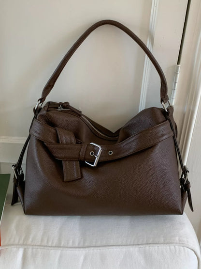 Decor Buckle Leather Shoulder Bag