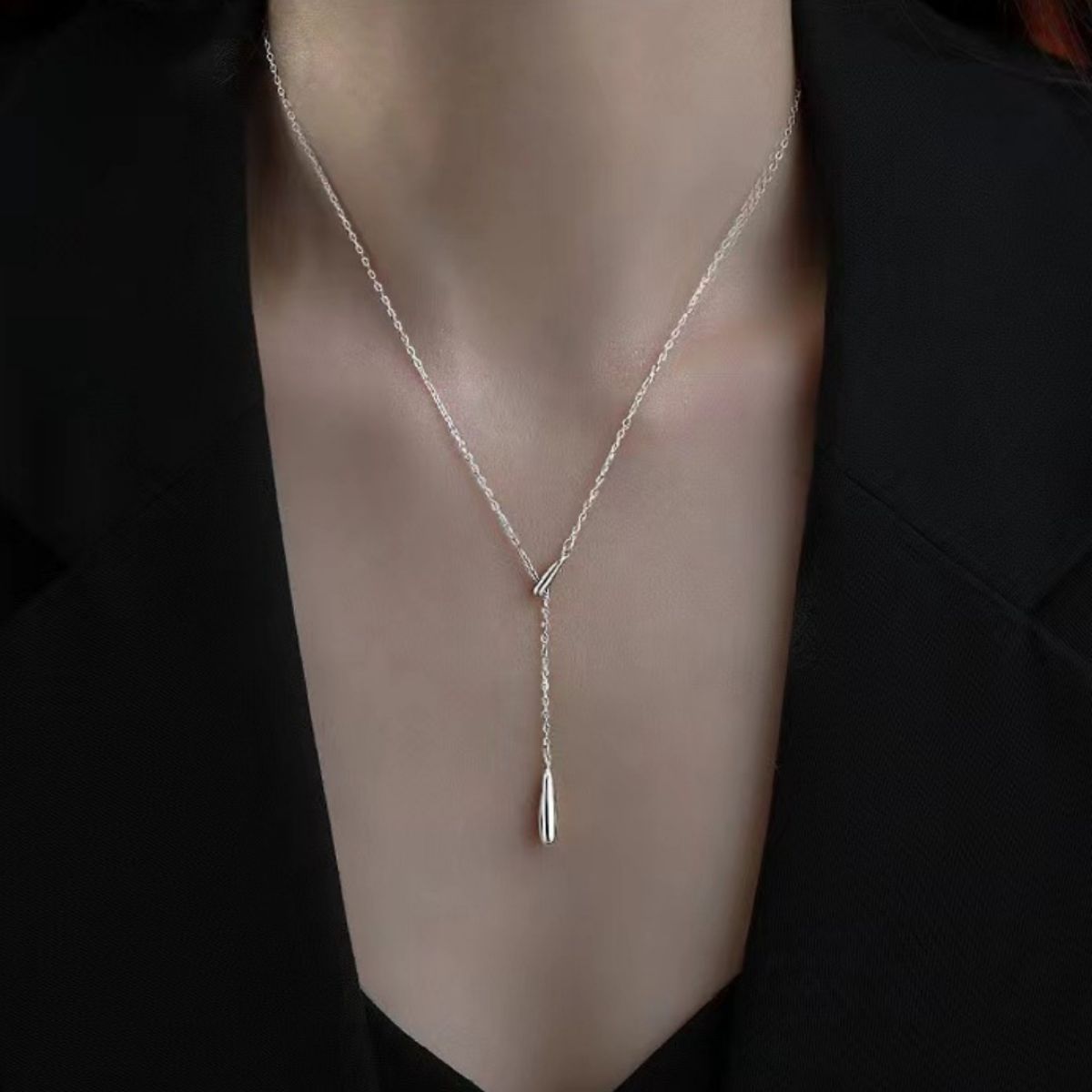 925 Sterling Silver Y-Shaped Pendant Necklace
